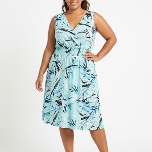 Blue and Black Abstract Print Dress